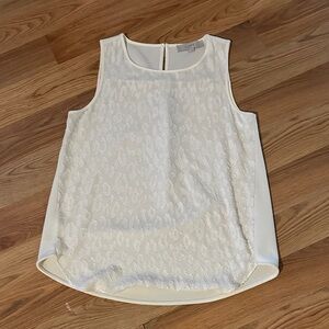 LOFT Ivory Sleeveless Textured Blouse